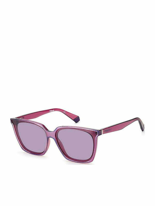 Polaroid Women's Sunglasses with Pink Plastic Frame and Purple Polarized Lens PLD6160/S S1V/KL