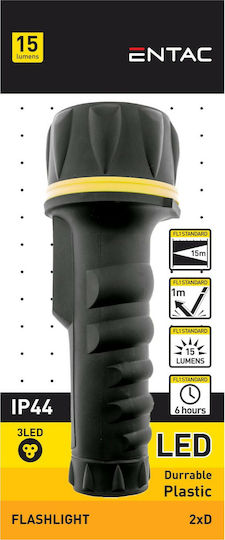 Entac Taschenlampe LED IP44 mit maximaler Helligkeit 15lm EFL-2D-PL Schwarz
