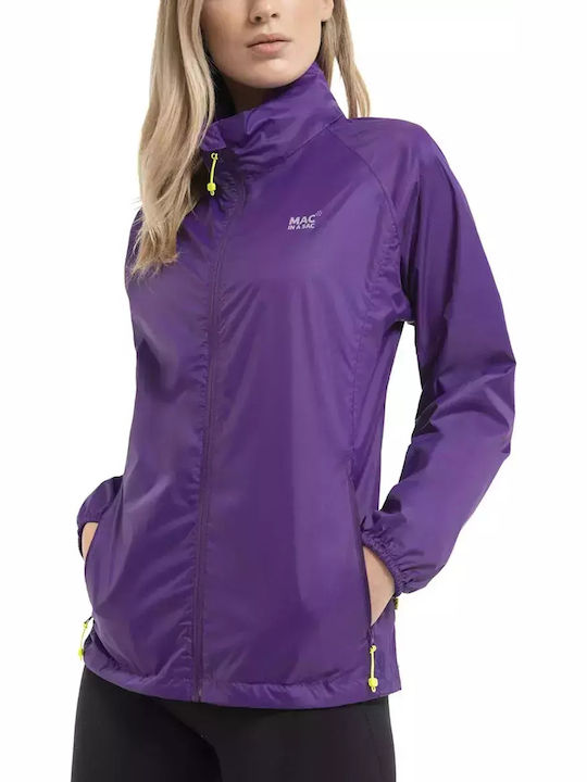 MAC In a Sac Origin 2 Women's Hiking Short Sports Jacket Waterproof and Windproof for Winter with Hood Purple