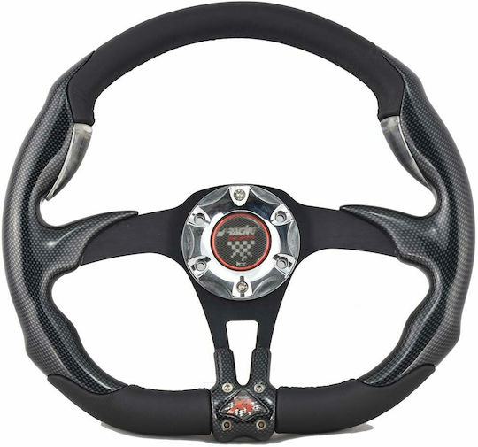 Simoni Racing Volan Auto Aluminium X4 Din Piele Triactin Argint/Negru