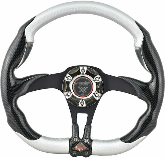 Simoni Racing Τιμόνι Αυτοκινήτου X4 Carbon Look Τριάκτινο Μαύρο/Ασημί