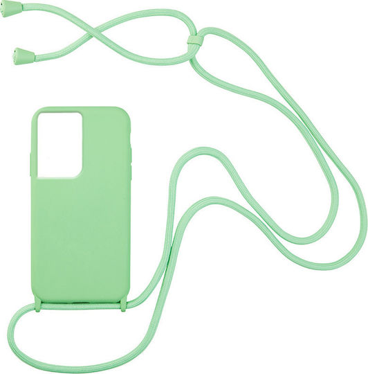 Sonique CarryHang Back Cover Silicone 0.5mm with Strap Light Green (Galaxy S21 Ultra)