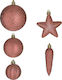 Hängendes Ornament Mix Schmuckstücke Kunststoff Rot 9cm Set 24Stück