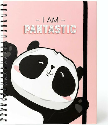 Legami Milano I am Pandastic Notebook Spiral A4 with Elastic Pink