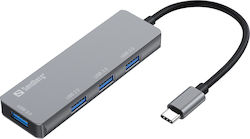 Sandberg Saver USB Хъб с 4 Порта (USB-C) 336-32