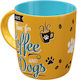 Nostalgic Art Coffee and Dogs Becher Keramik Gelb 330ml