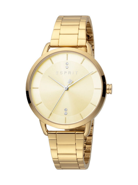 Esprit Damen Uhr mit Gold Metallarmband