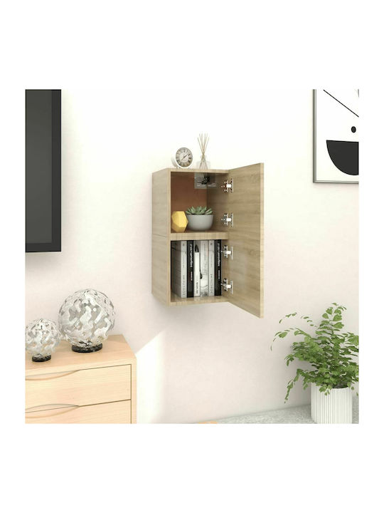 Wand Wohnzimmer Vitrine aus Spanplatte Sonoma /...