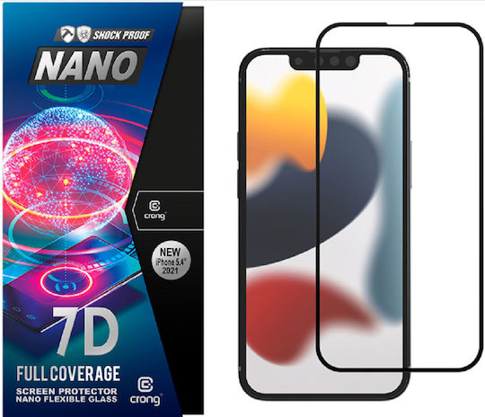 Crong 7D Nano Flexible Black 0.3mm Full Glue Full Face Tempered Glass (iPhone 13 mini) CRG-7DNANO-IP13M