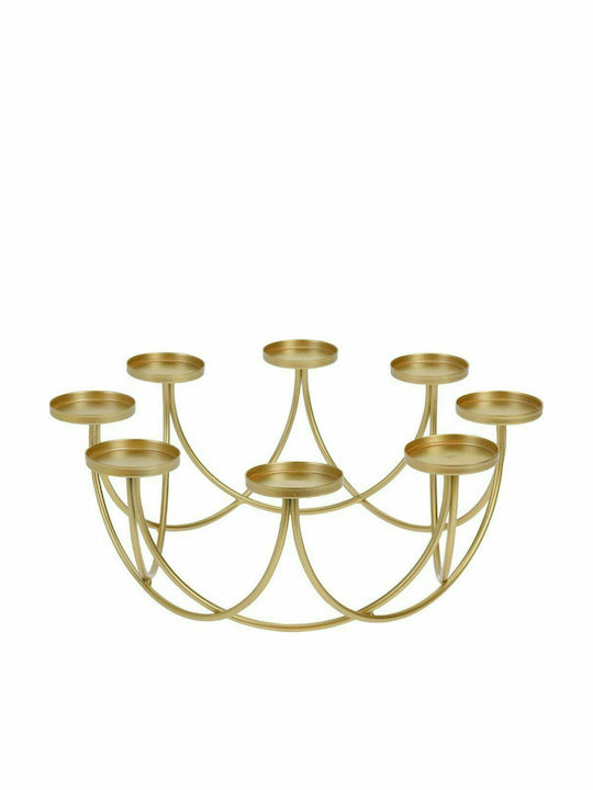 Aria Trade Candle Holder suitable for Tealights Metal 8 Seats Gold 30x30x12cm 1pcs