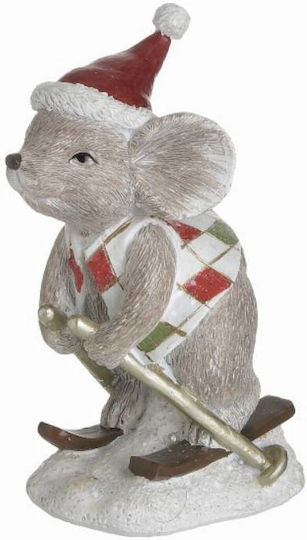 Inart Christmas Plastic Figure Little mouse Beige Length 8cm