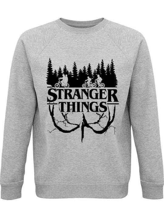 Sweatshirt Unisex, Organic "Stranger Things", Grey Melange