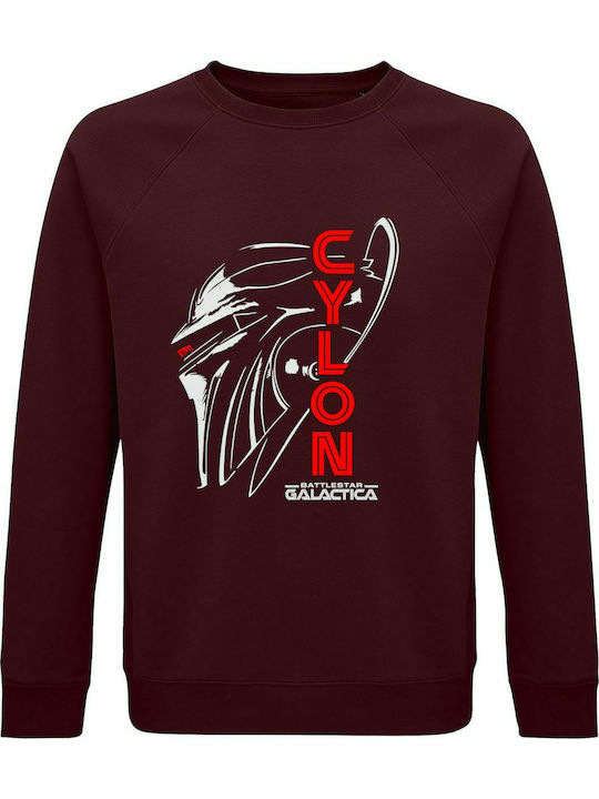 Sweatshirt Unisex, Organic "CYLON, Battlestar Galactica", Burgundy