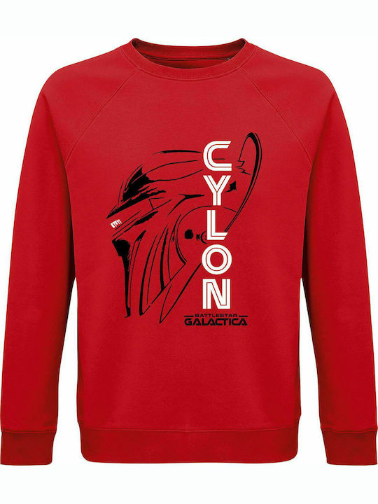 Sweatshirt Unisex, Organic "CYLON, Battlestar Galactica", Red