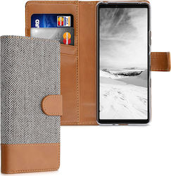 KWmobile Brieftasche Stoff Light Grey / Brown (Xperia 10 III) 55131.25