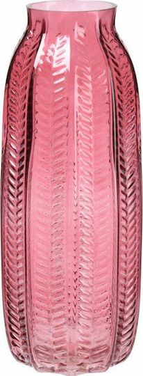 Dekorative Glasvase Rosa Φ12xΥ29,5cm
