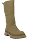 Synthetic Leather Medium Heel Women's Boots 7767A Beige