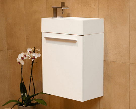 FT21.040.001P Countertop with Sink & Mirror Glossy Lacquer L40xW22xH52cm White