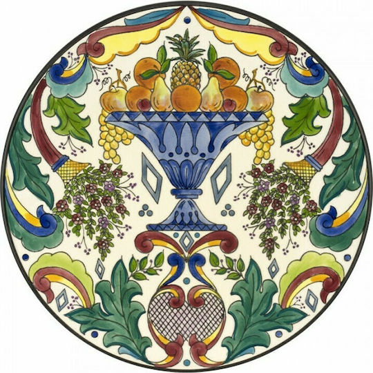WM Collection NVenecia/Β Dekorative Platte Rund Keramik Mehrfarbig 1Stück 32x32cm