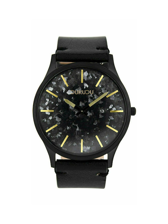 Dukudu Maurits Watch Battery with Black Leather Strap