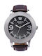 Season Time Men's Watch 50mm Battery with Brown Leather Strap