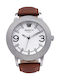 Season Time Herrenuhr 50mm Batterie mit Braun Lederarmband