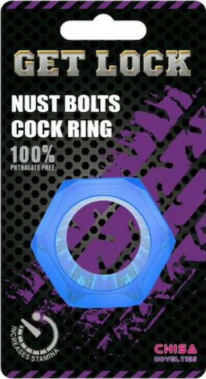Chisa Novelties Get Lock Nust Bolts Cock Ring Δαχτυλίδι Πέους Μπλε