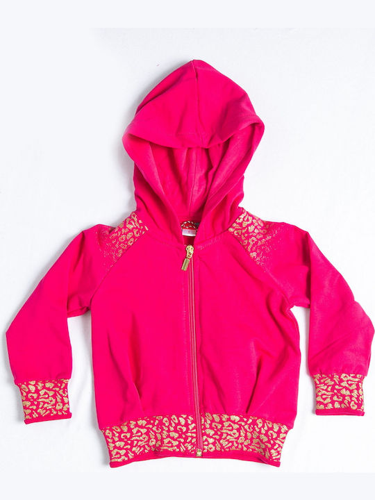 Kids Sweatshirt Cardigan with Hood Fuchsia