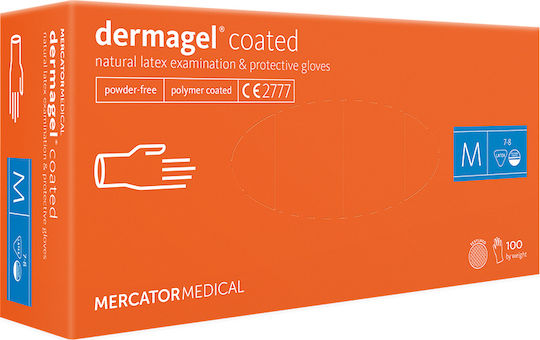 Mercator Medical Dermagel Coated Γάντια Λάτεξ Χωρίς Πούδρα σε Λευκό Χρώμα 100τμχ