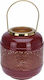 Metallic Tabletop Lantern Bordeaux 18x18x21cm