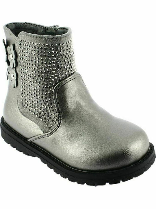 Elpis Anatomical Leather Kids Boots with Zipper Silver