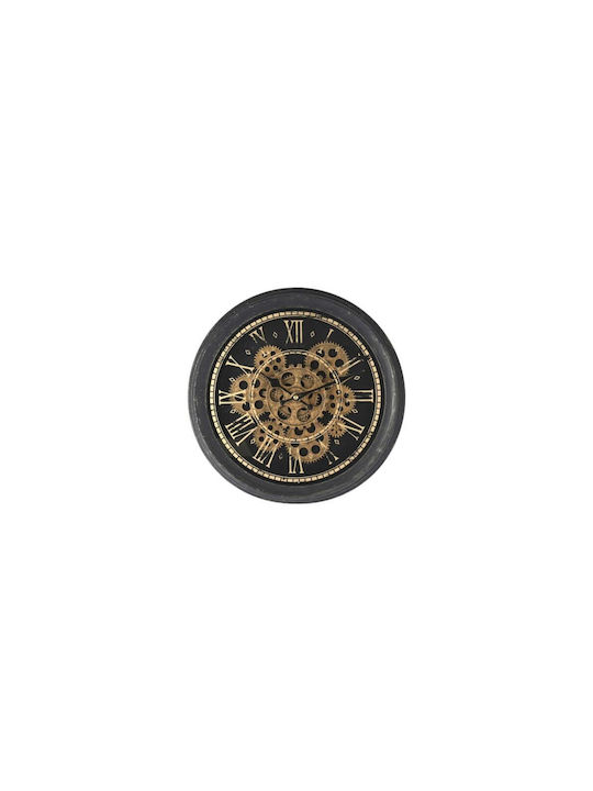 Ρολόι Τοίχου AT500571 με Γρανάζια & Λατινική Αρίθμηση Πλαστικό Μαύρο 35cm