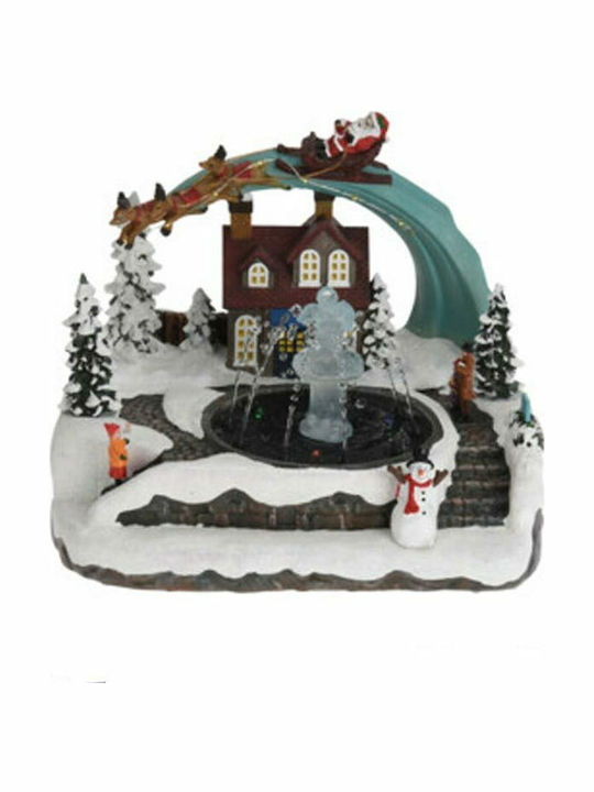 Christmas Illuminated Decorative Village Christmas Scene Angel 25.5x20x19cm.