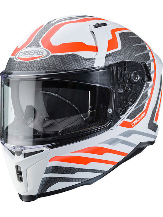 Caberg Avalon Forge K3 Matt White/Orange Fluo/Silver Κράνος Μηχανής Full Face 1500gr με Sunvisor