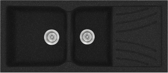 Sanitec Classic Undermount Sink Left Synthetic Granite W115xD50cm Granite Black