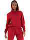 Long Women's Sweatshirt Hooded Burgundy
