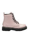 Lelli Kelly Kids Leather Anatomic Military Boots with Zipper Pink