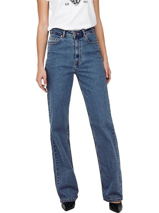 Camille Ψηλόμεσο Γυναικείο Jean Παντελόνι σε Wide Γραμμή Medium Blue Denim