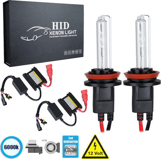 GloboStar Lampen Auto CB Line Kit H16 Canbus Xenon 6000K Kaltes Weiß 9-16V 70W 2Stück
