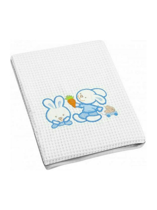 Adam Home Κουβέρτα Κούνιας Rabbit Πικέ Λευκή 110x140εκ.