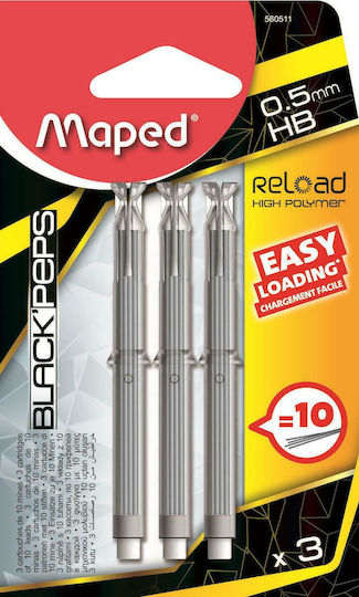 Maped 10 Minen für Bleistifte Reload Stärke 0.5mm Typ HB