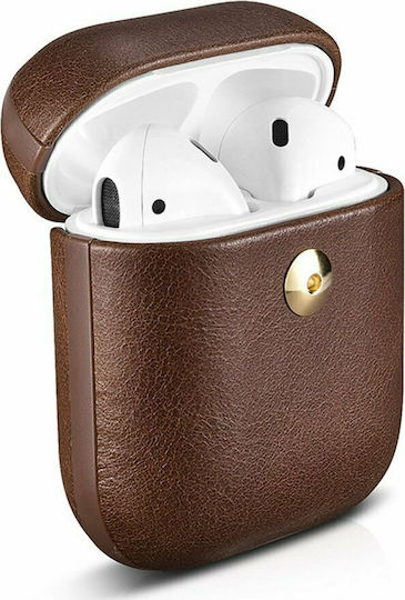 iCarer Crazy Horse Калъф в Кафяв цвят за Apple AirPods 1 / AirPods 2