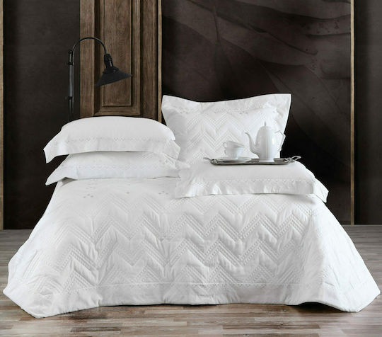 Rythmos Lizzie Bridal Blanket Set Queen with 2 Pillowcases White 235x250 cm