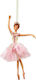 Ornament suspendat Balerina De sticlă Roz 10x17buc