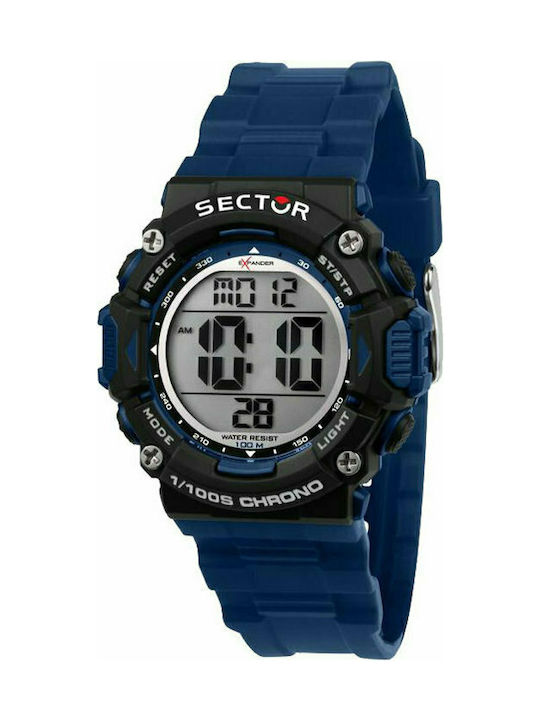 Sector EX-32 Ψηφιακό Ρολόι Χρονογράφος Μπαταρίας με Πλαστικό Λουράκι σε Μπλε χρώμα