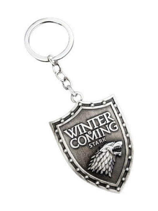 Keychain Winter is Coming-House Stark Metallic Silver