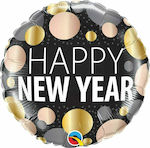 Μπαλόνι Foil Στρογγυλό Happy New Year Metallic Dots Πολύχρωμο 45εκ.