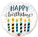 Balloon Foil Birthday-Celebration Round Multicolour Candle & Dots 46cm