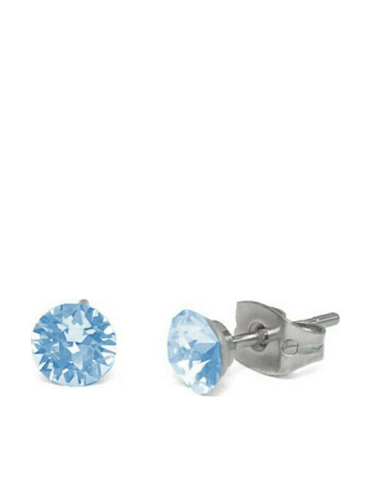 Farma Bijoux Aquamarine Σκουλαρίκια Καρφωτά με Πέτρες Γαλάζια