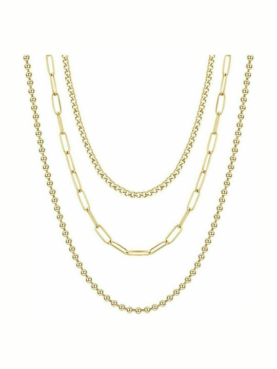 Luca Barra Chain Neck made of Steel Gold-plated Length 64cm